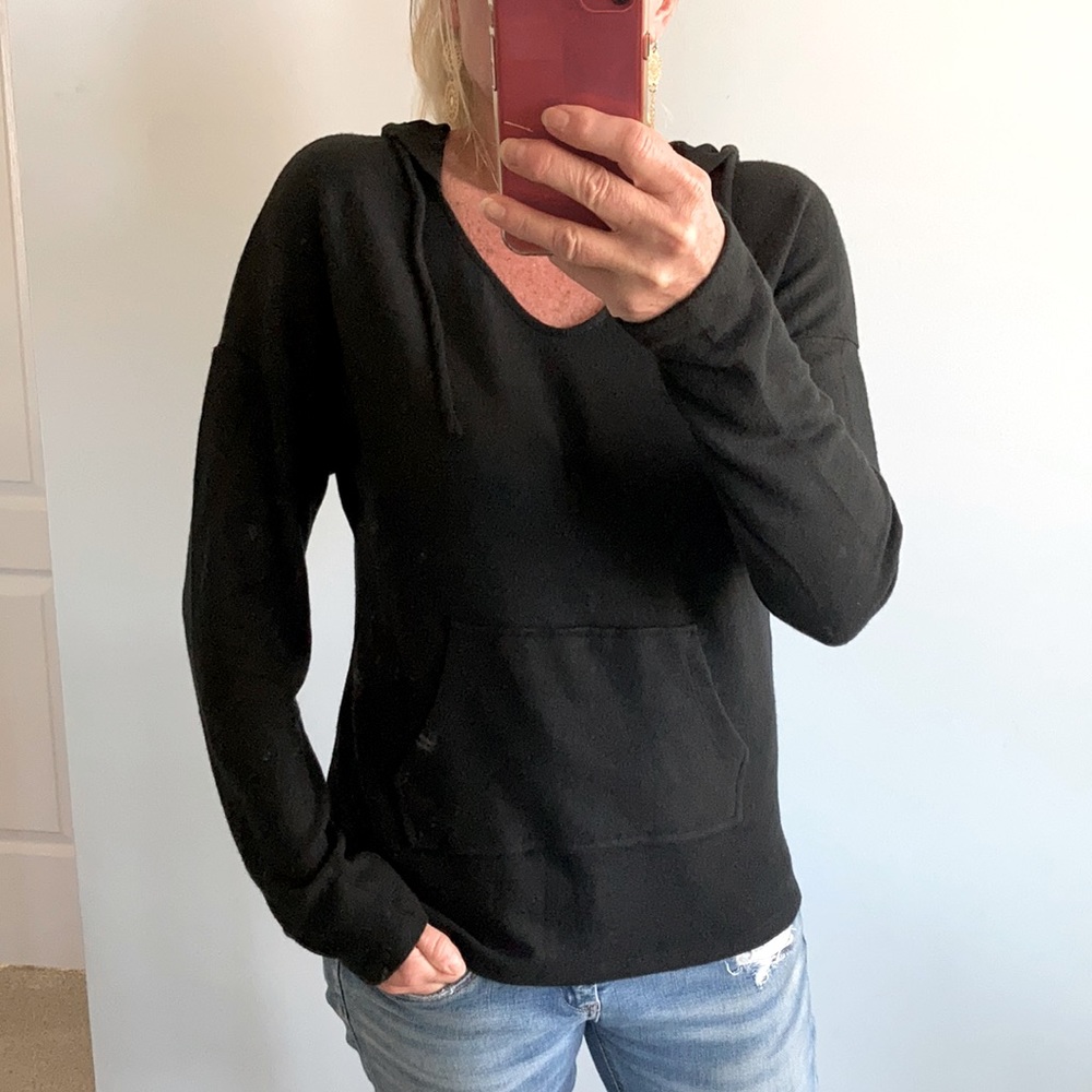 Basic Black, Brushed Hacci Hooded Top - image 1